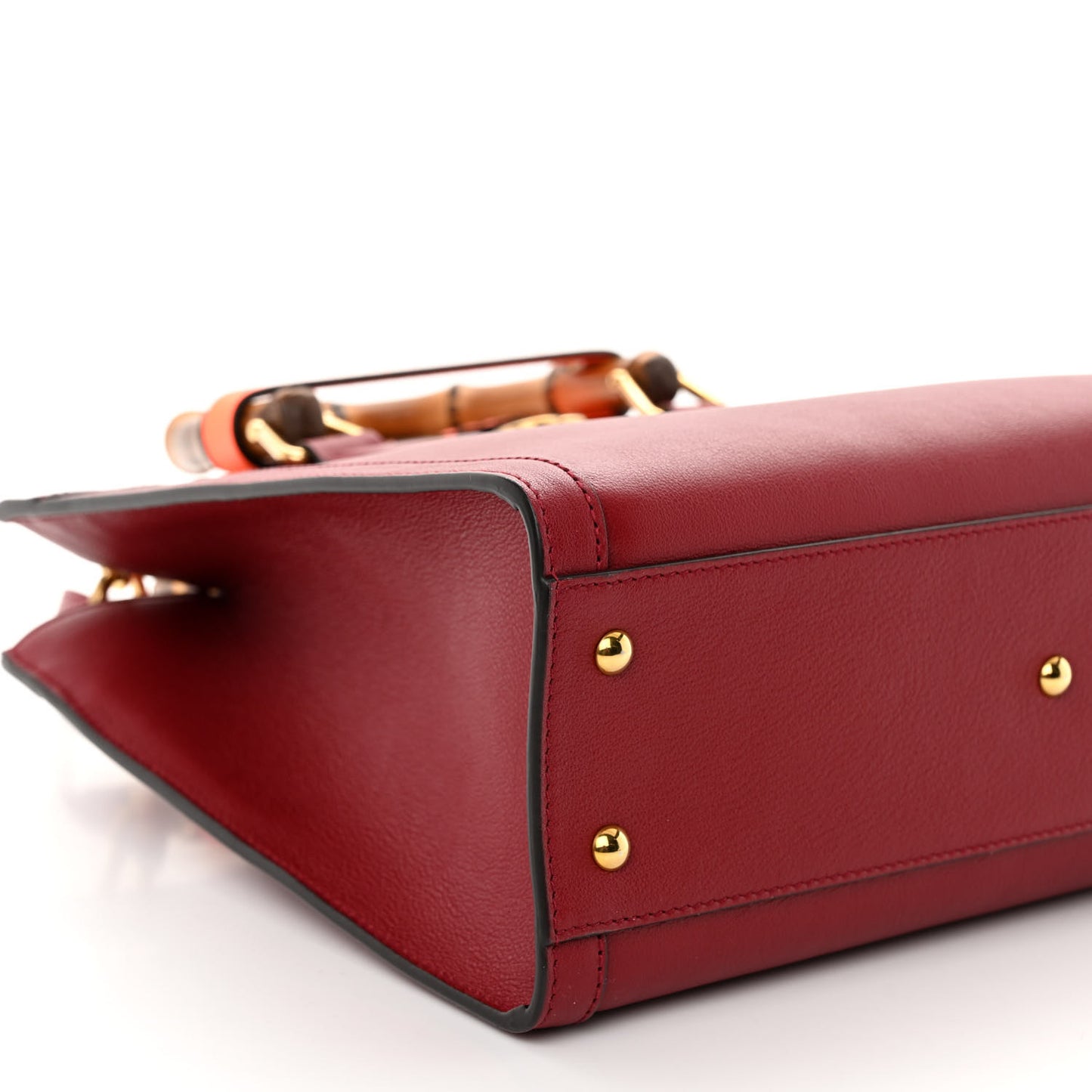 Textured Dollar Calfskin Web Small Diana Tote Bag Dark Red