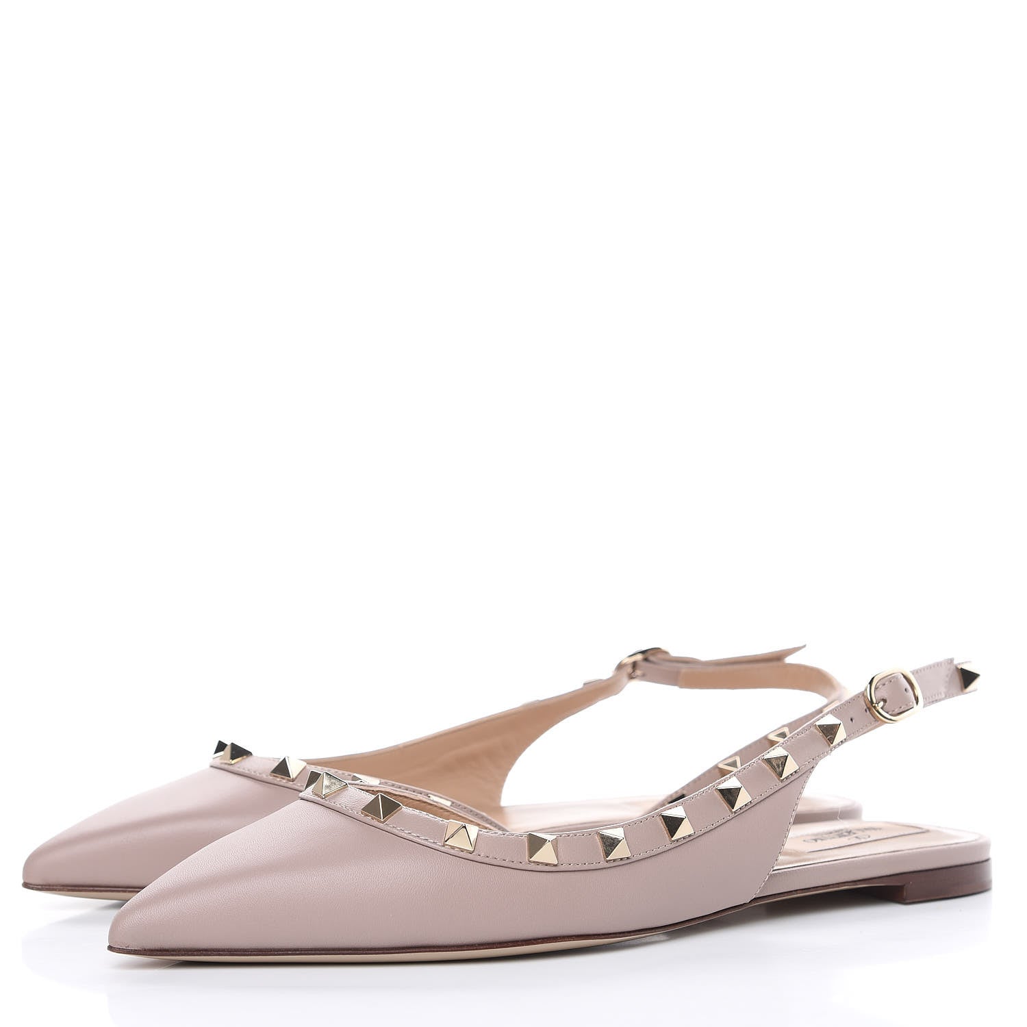 Valentino Garavani Nappa Rockstud Slingback Flats 38.5 Poudre 3 of 8