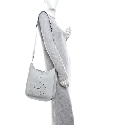 Hermes Taurillon Clemence Evelyne III PM Bleu Pale 2 of 11