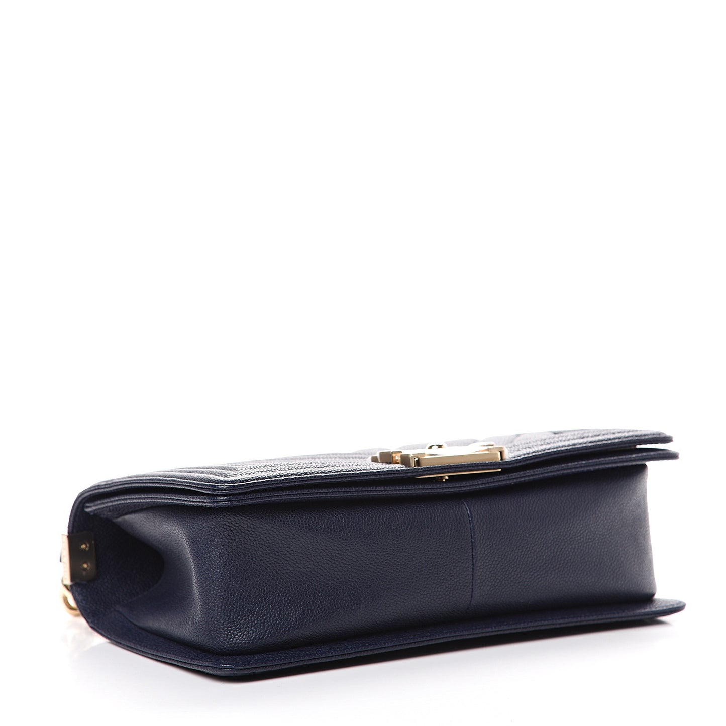 Caviar Chevron Quilted Medium Boy Flap Navy