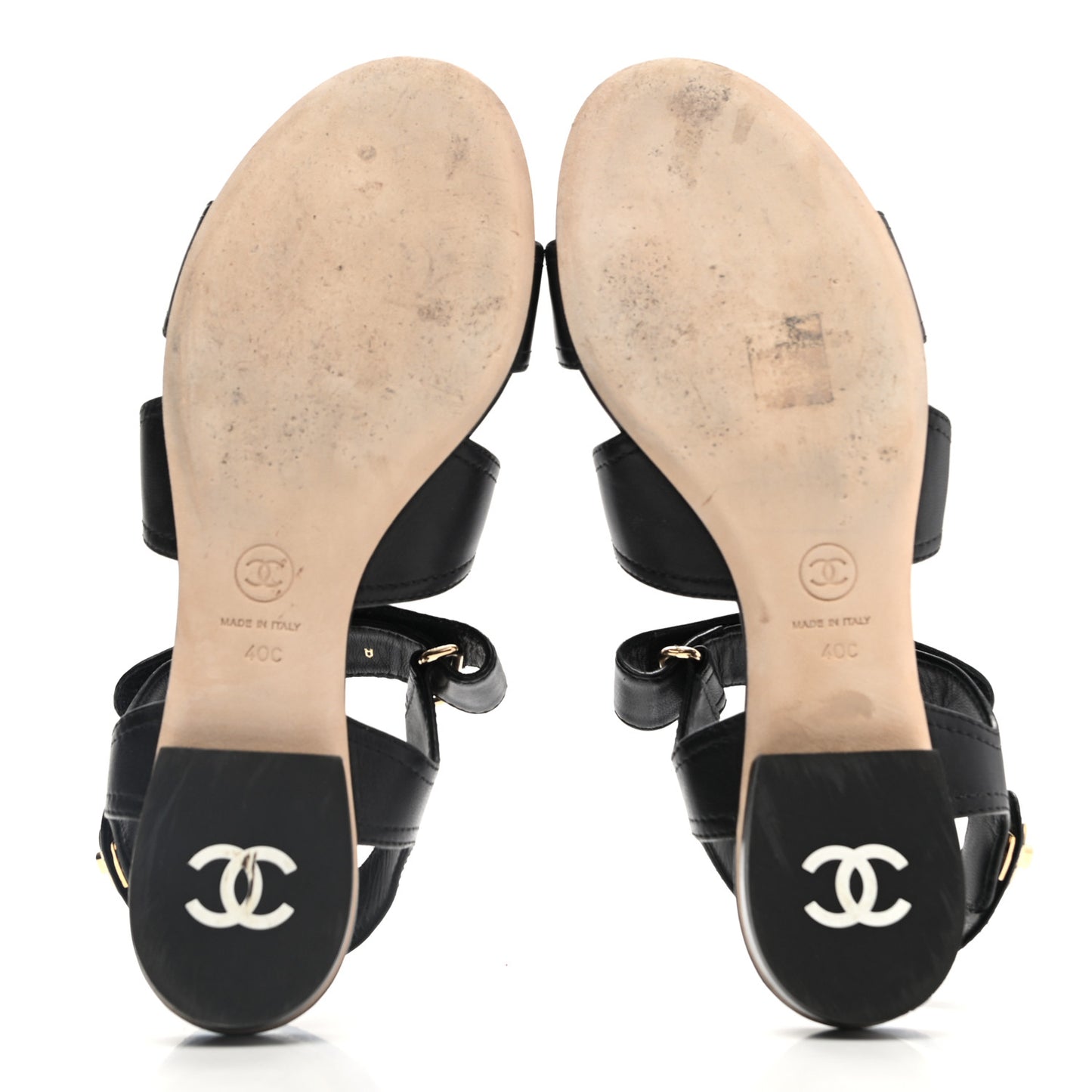 Lambskin Logo CC Turnlock Sandals 40 Black