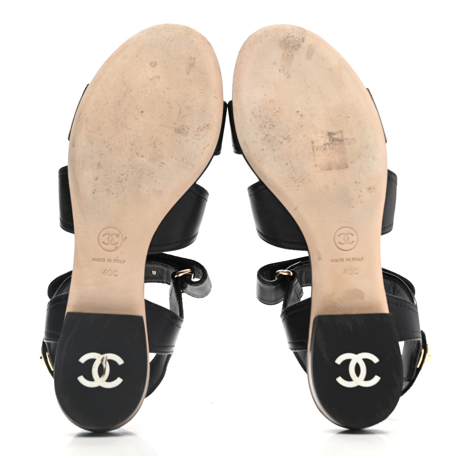 Chanel Lambskin Logo CC Turnlock Sandals 40 Black 5 of 15