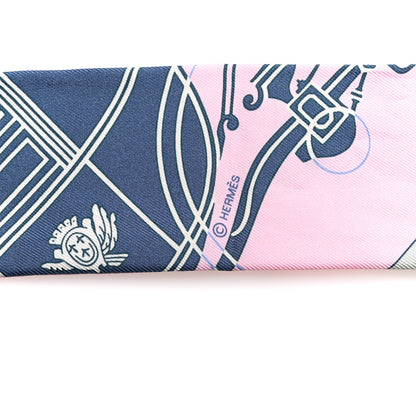 Hermes Silk Ex-Libris Twilly Rose Pale Vert Ocre 3 of 4
