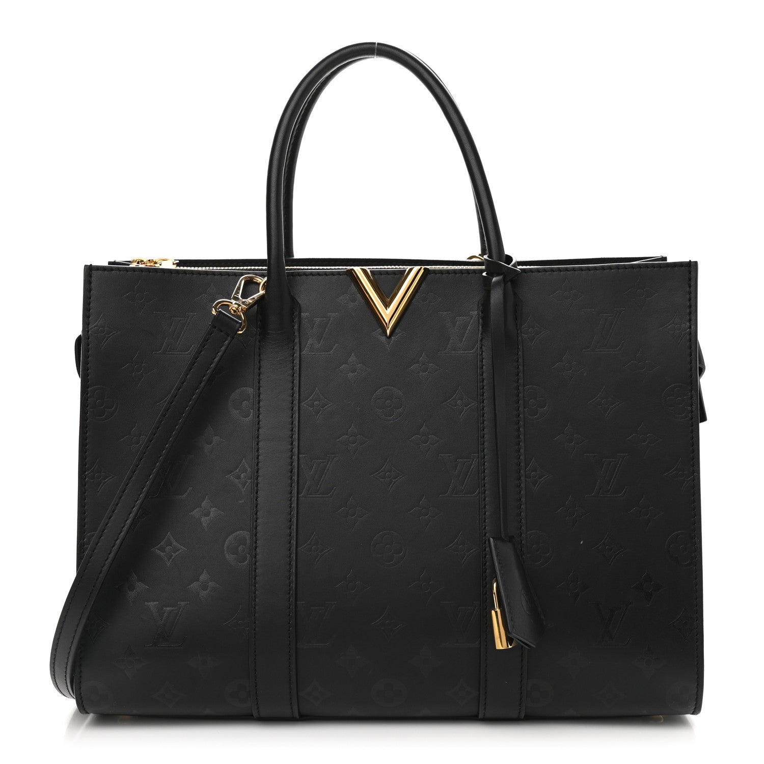 Louis Vuitton Monogram Cuir Plume Very Tote GM Black 1 of 9