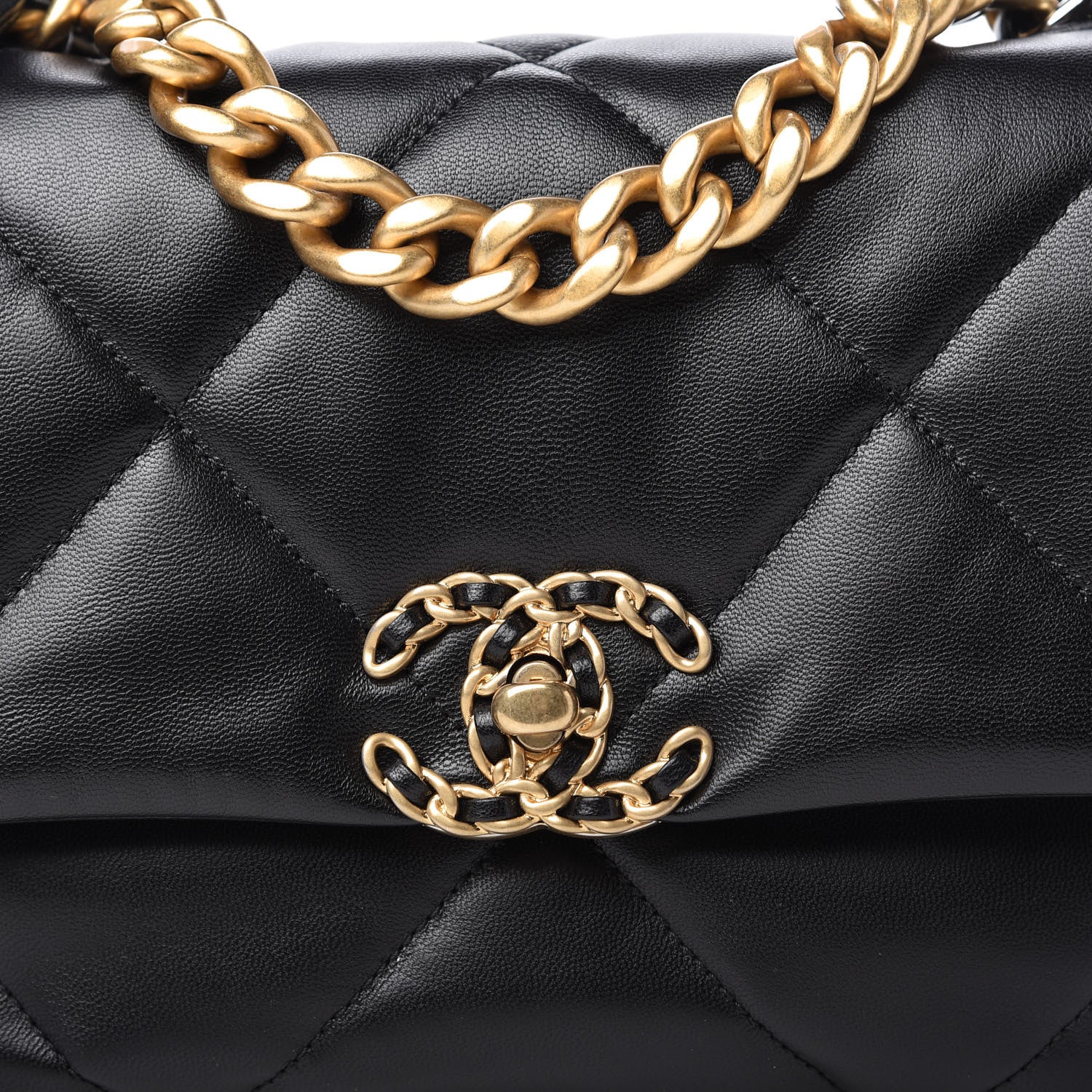 Chanel Shiny Goatskin Quilted Medium Chanel 19 Flap Black 10 of 11