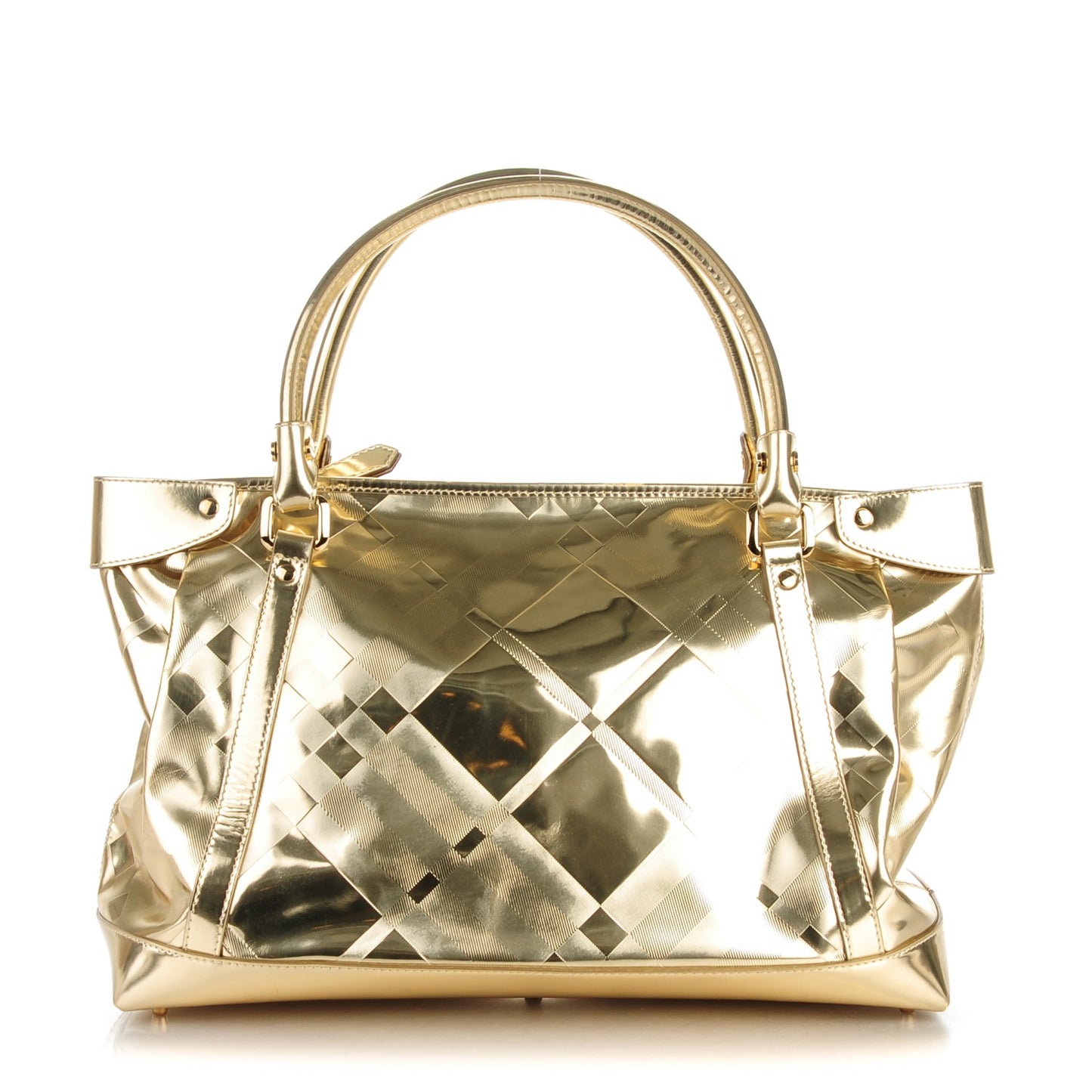 Metallic Patent Check Embossed Ember Tote Gold