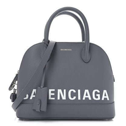 Balenciaga Signature Grained Calfskin Logo S Ville Top Handle Bag Gris Perle Fonce White 1 of 9