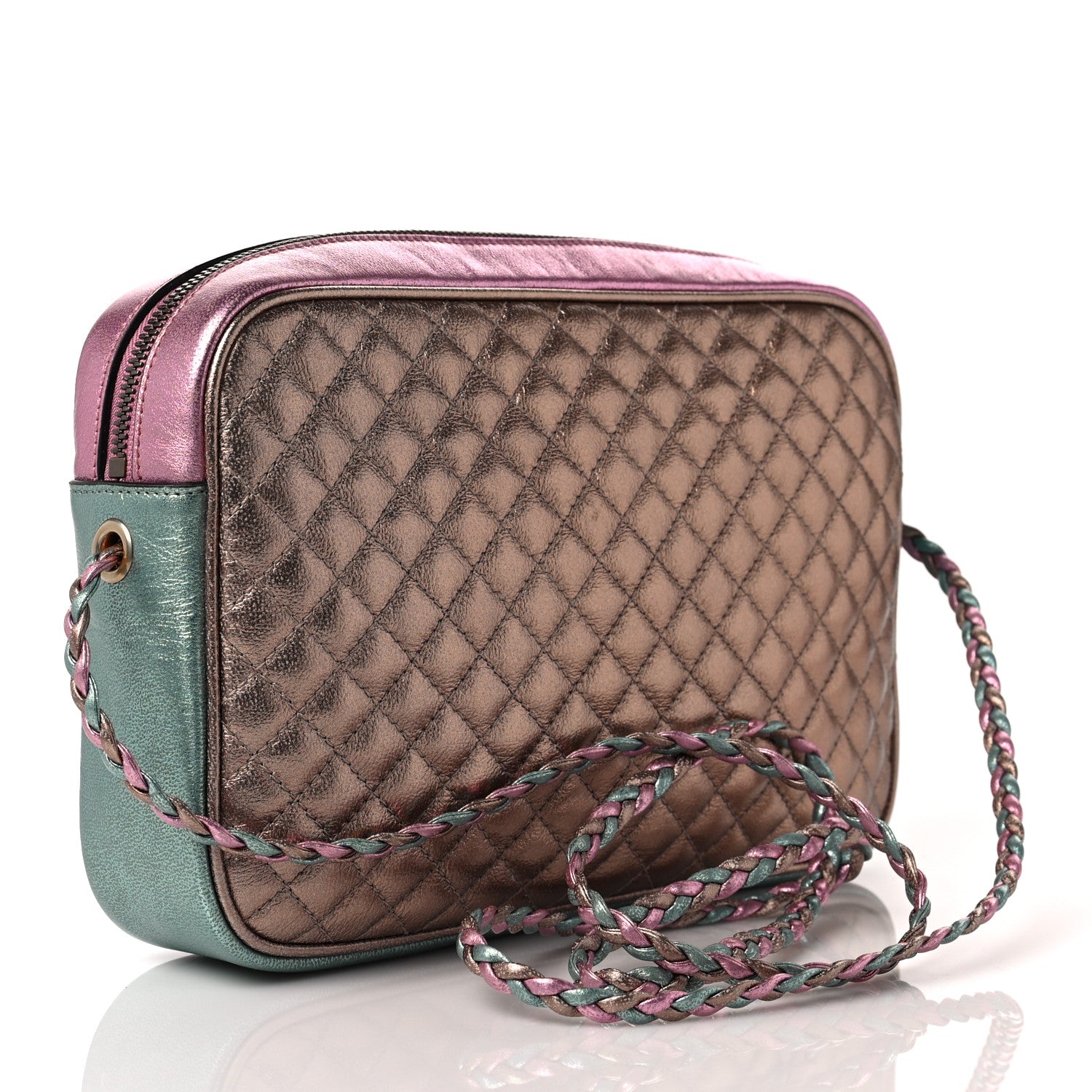 Gucci Laminated Nappa Trapuntata Small Zumi Shoulder Bag Rosa Lago Rame 3 of 11