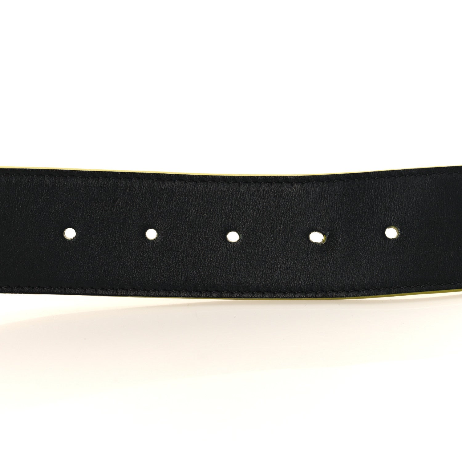 Fendi Vitello Century Elite Enamel FF Buckle Belt 100 40 Black Giallo Fluo 5 of 7
