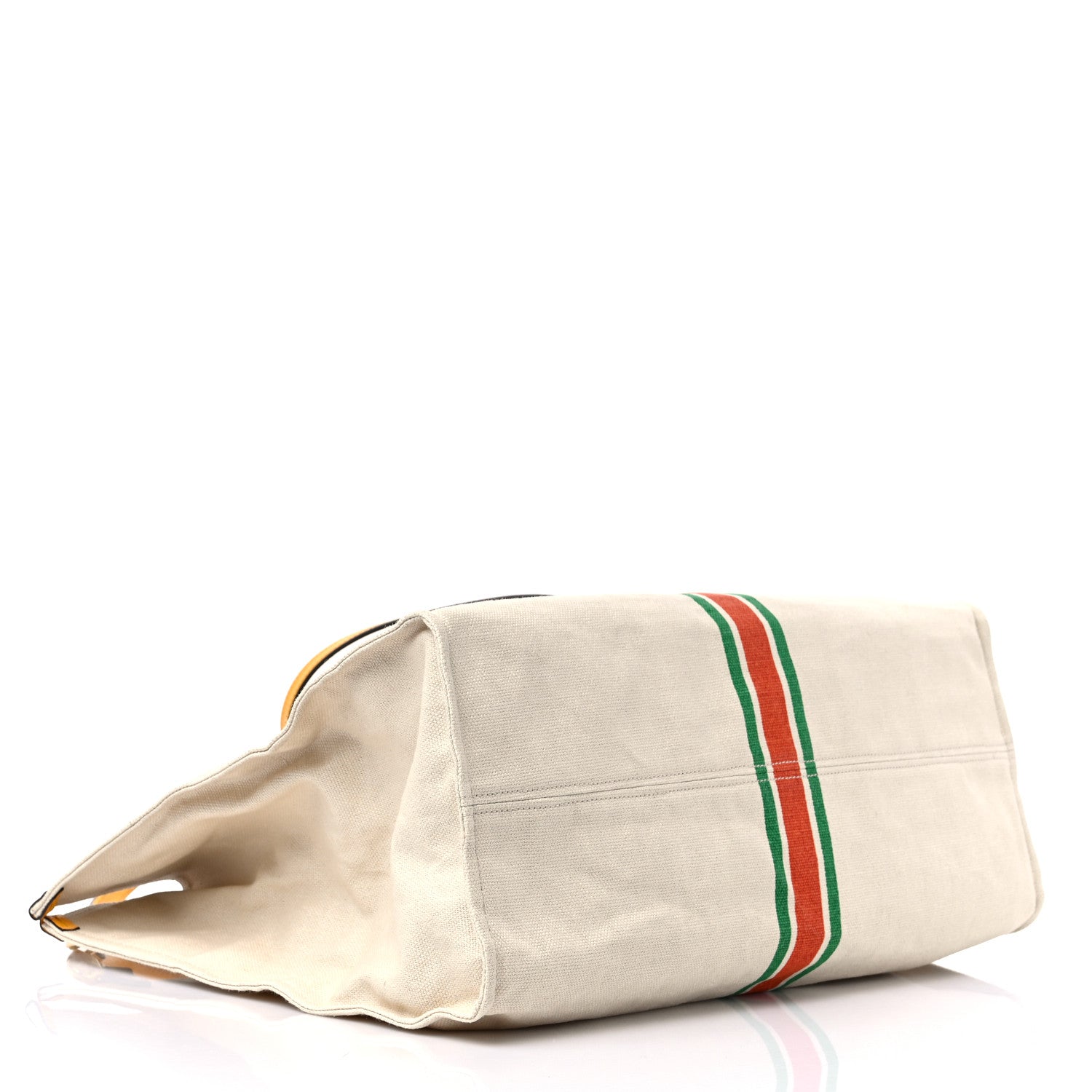 Gucci Linen Heavy Canvas Textured Dollar Calfskin Web Large Retro Interlocking G Foldable Tote Light Beige 4 of 8
