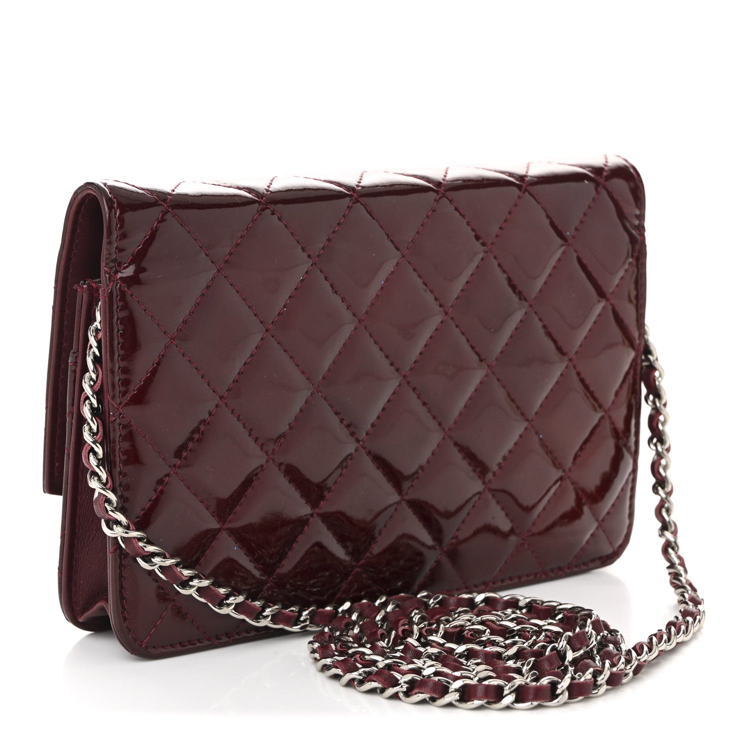 Chanel Patent Quilted Brilliant Wallet On Chain WOC Red 4 of 25