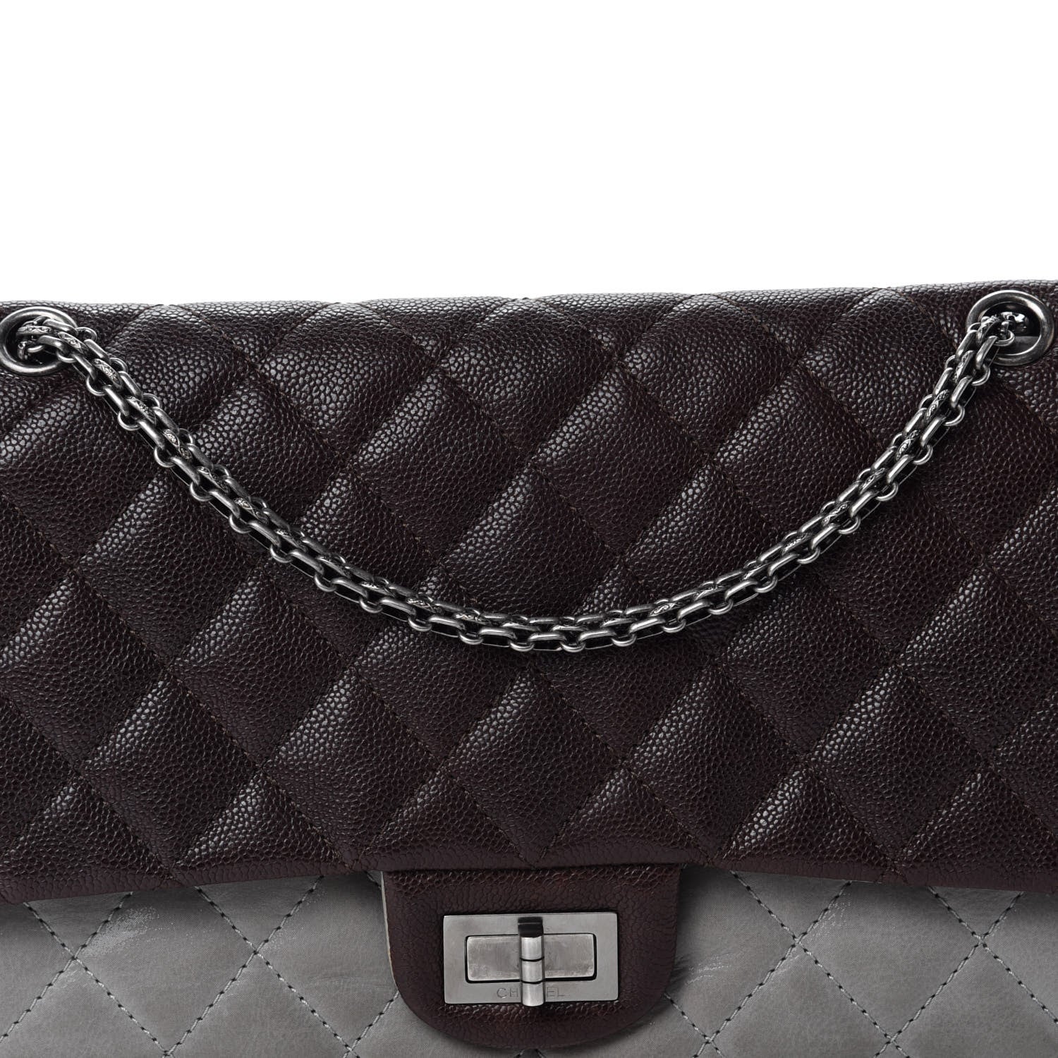 Chanel Caviar Iridescent Calfskin 2.55 Reissue 226 Flap Brown Grey 19 of 19