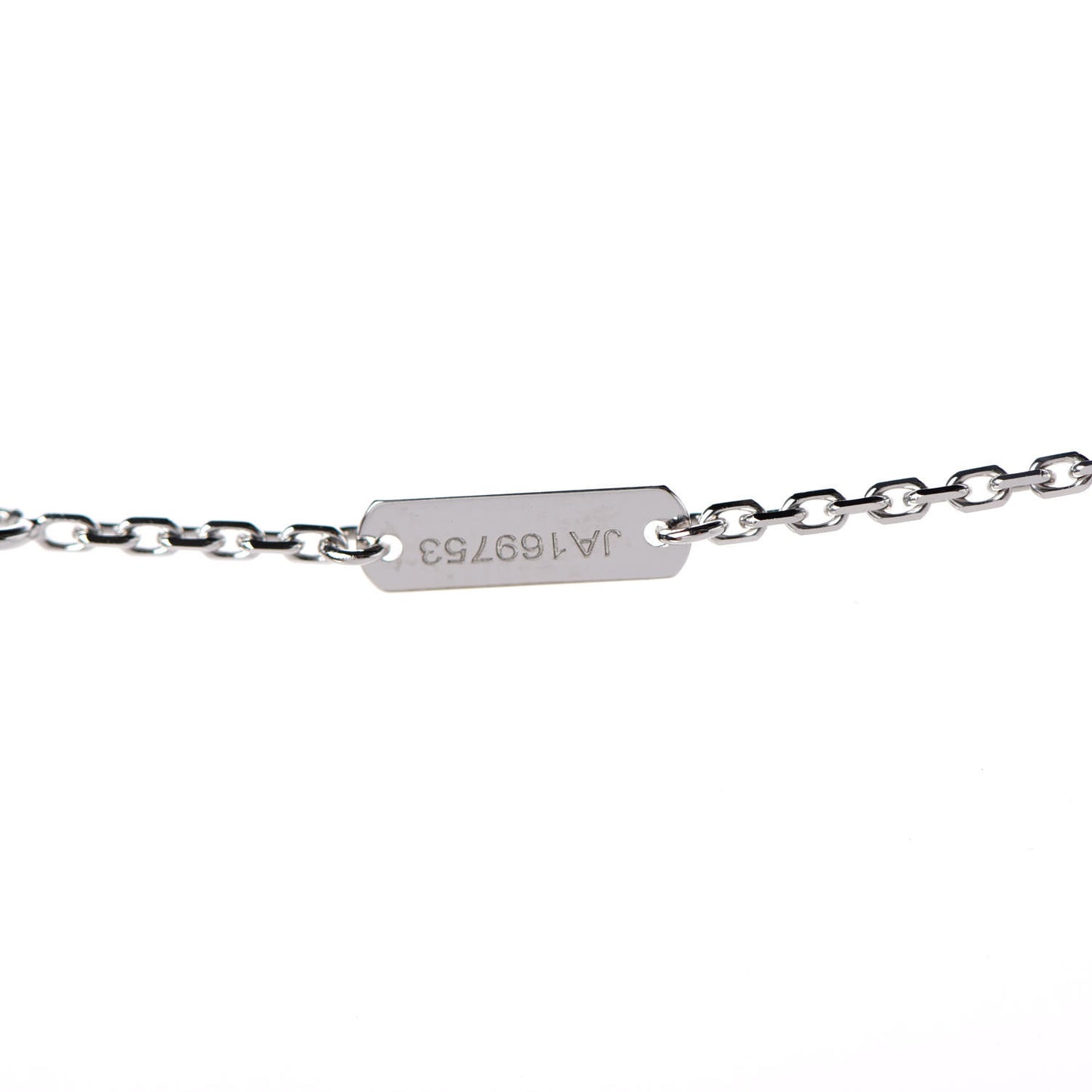 18K White Gold Chalcedony Vintage Alhambra Pendant Necklace