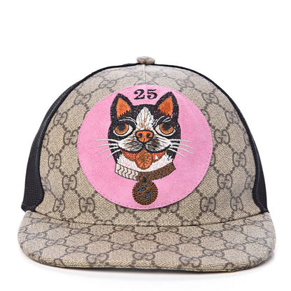 Gucci GG Supreme Monogram Bosco Patch Baseball Hat 57 Beige Malva 3 of 8