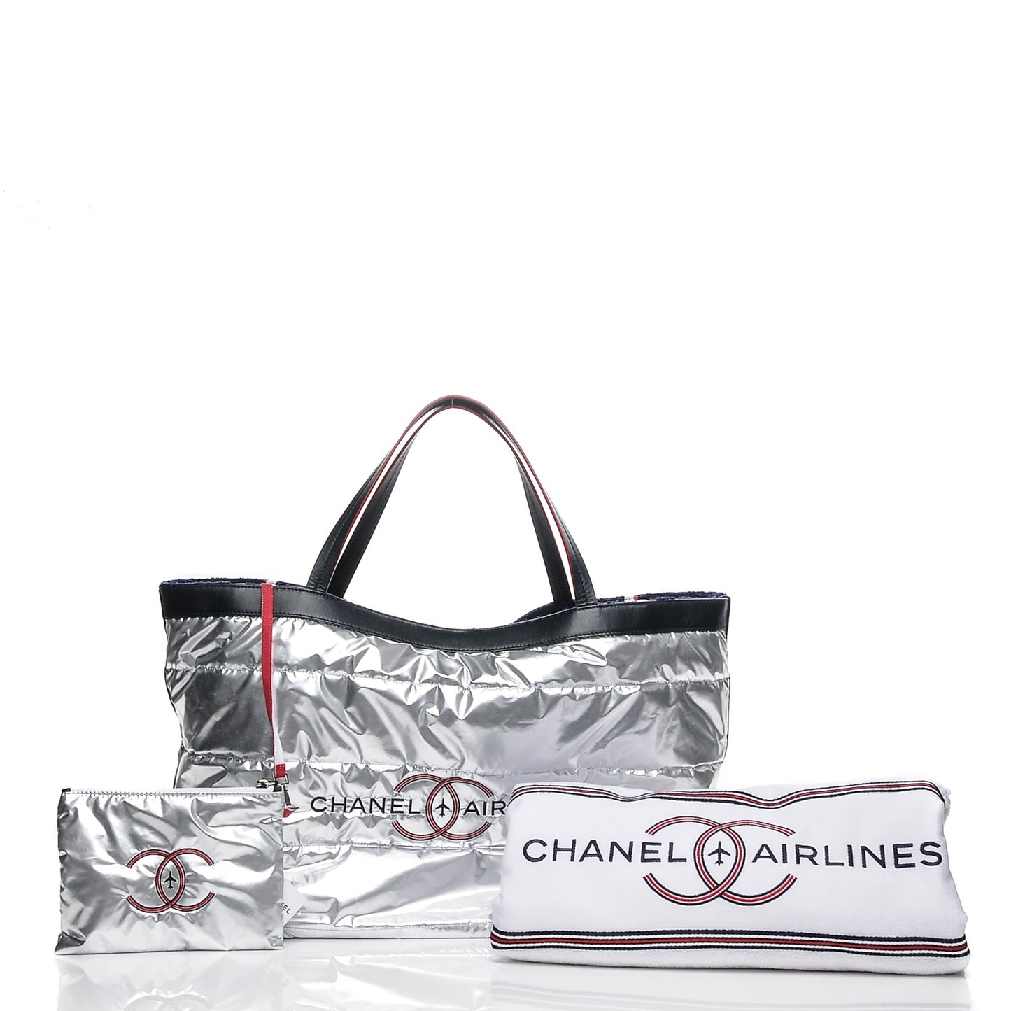 Reversible Airlines Tote Silver Navy