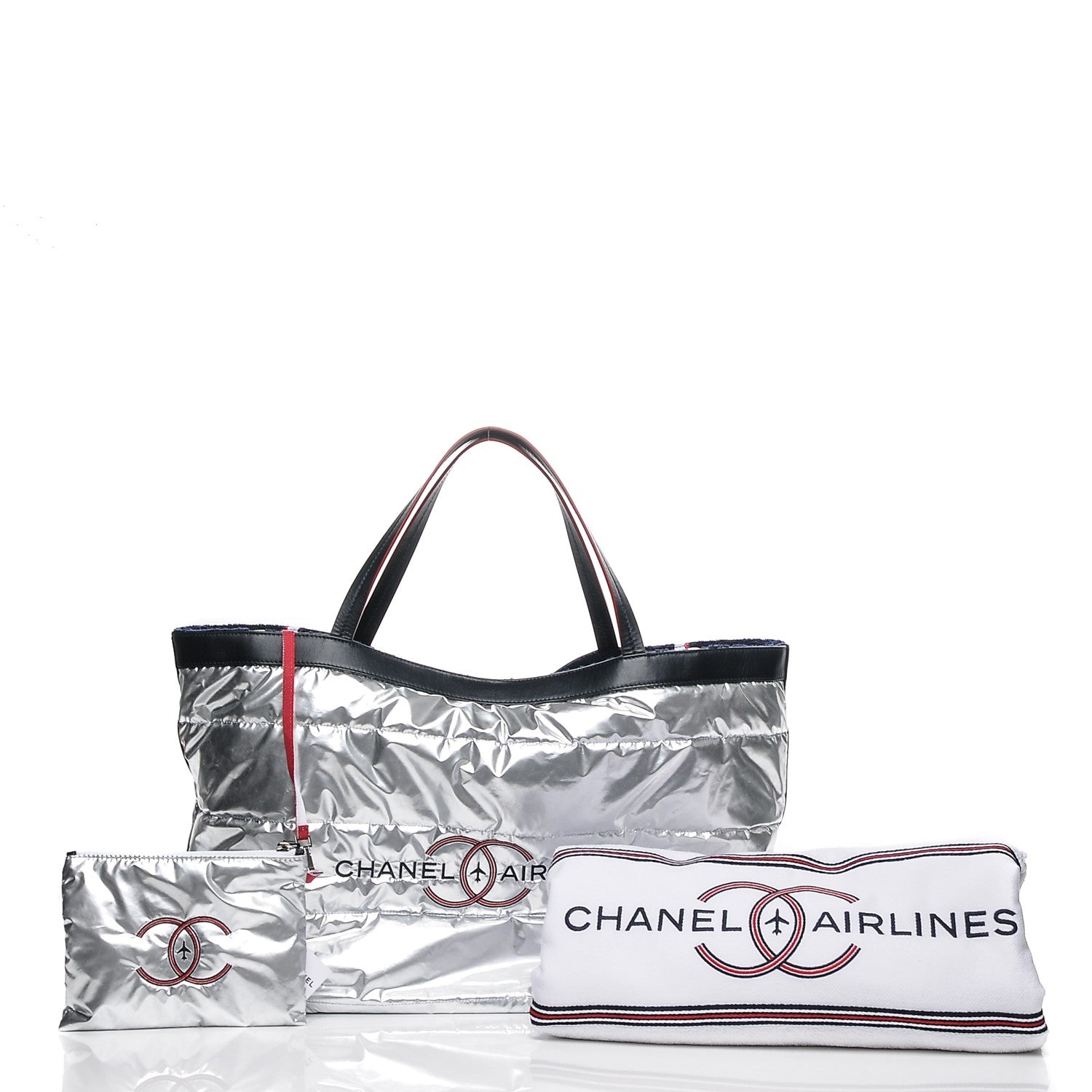 Chanel Reversible Airlines Tote Silver Navy 2 of 15