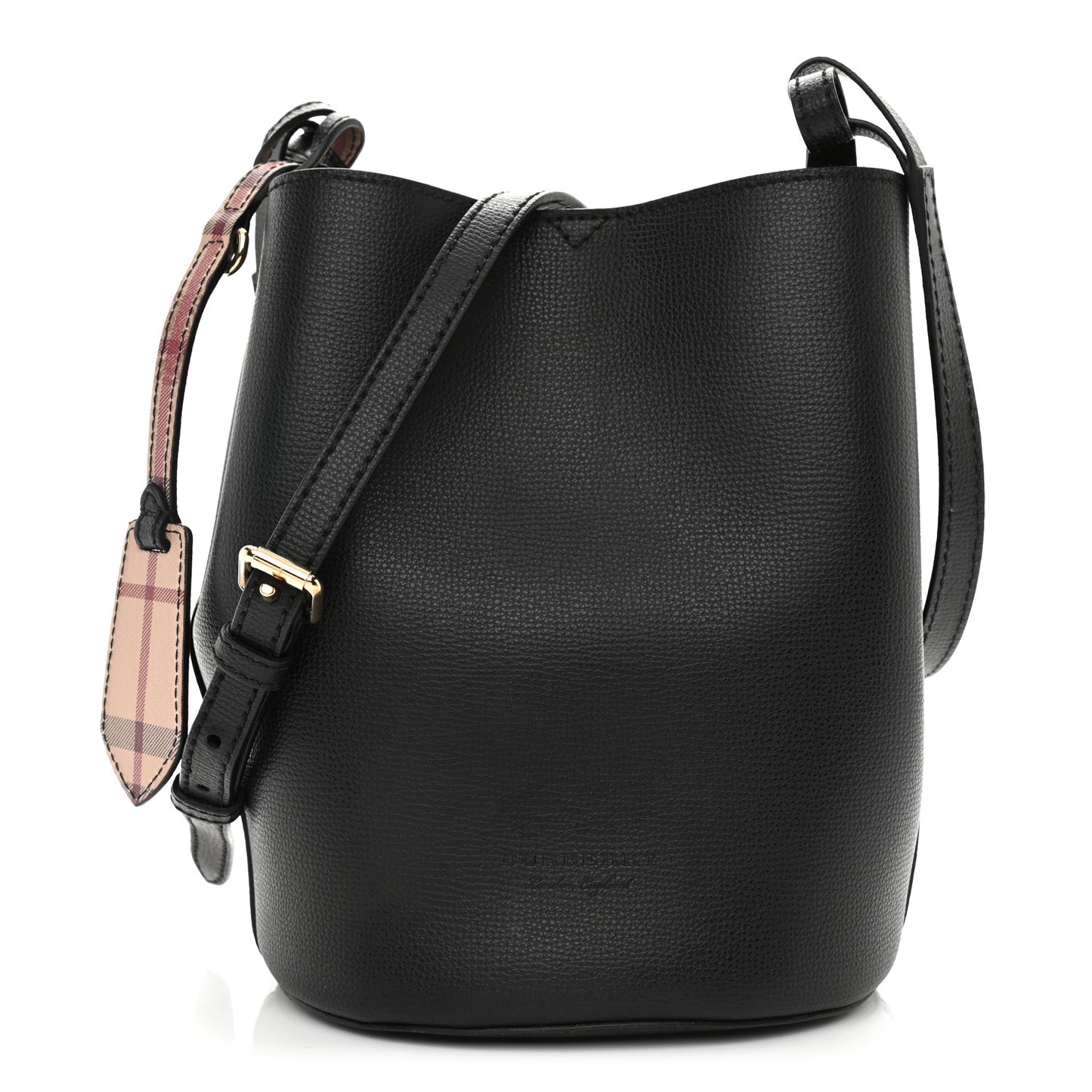 London Grainy Calfskin Small Lorne Bucket Crossbody Black