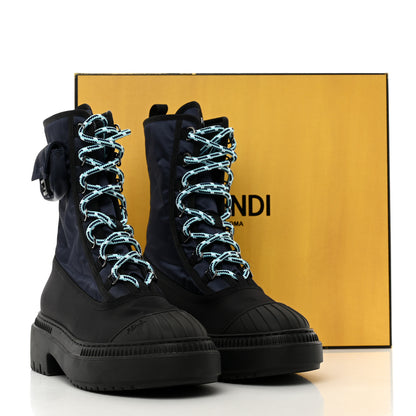 Fendi Nylon Baguette Domino 50mm Biker Boots 38 Eddie Black 10 of 10