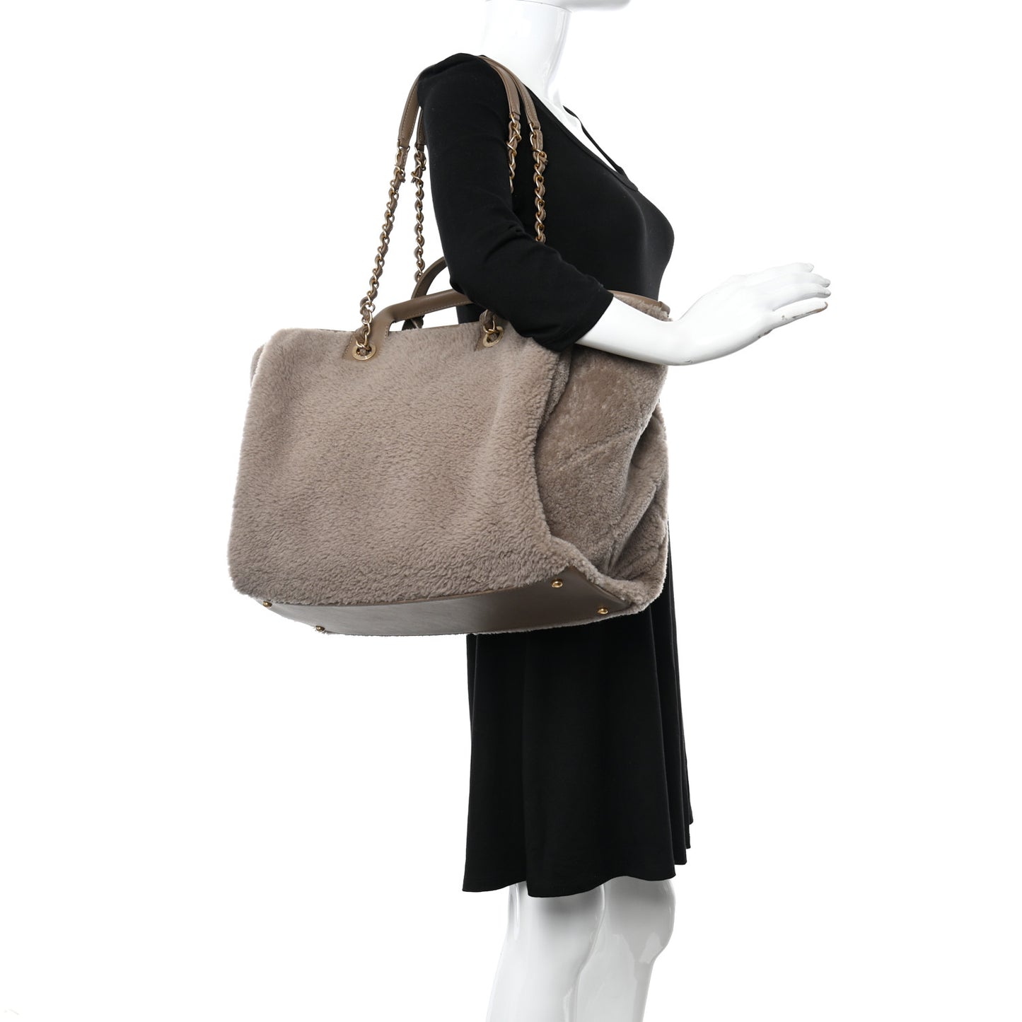 Shearling Lambskin Medium Deauville Tote Brown