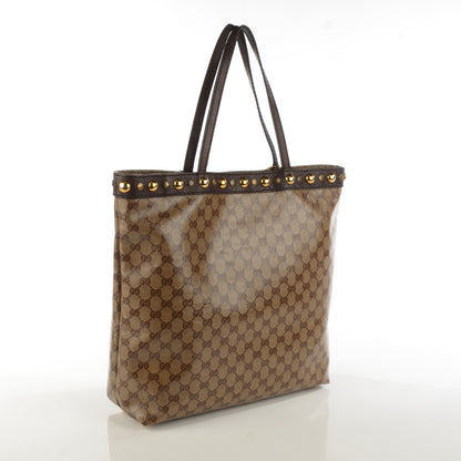Gucci Crystal Monogram Large Babouska Vertical Shopping Tote Brown 3 of 7