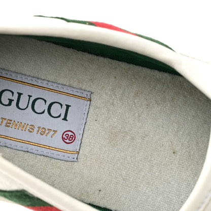 Gucci Glamour Glove Calfskin Web Womens 1977 Tennis Velcro Strap Sneakers 38 Great White 12 of 13