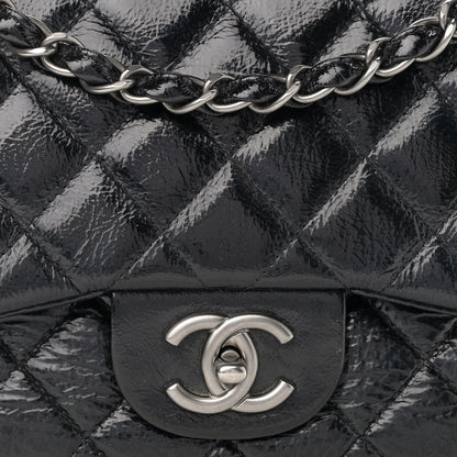 Chanel Crinkled Patent Quilted Jumbo Single Flap Black 12 of 12