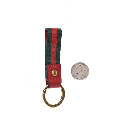 Gucci Web Nylon Pearl Heart Key Ring Red 2 of 3