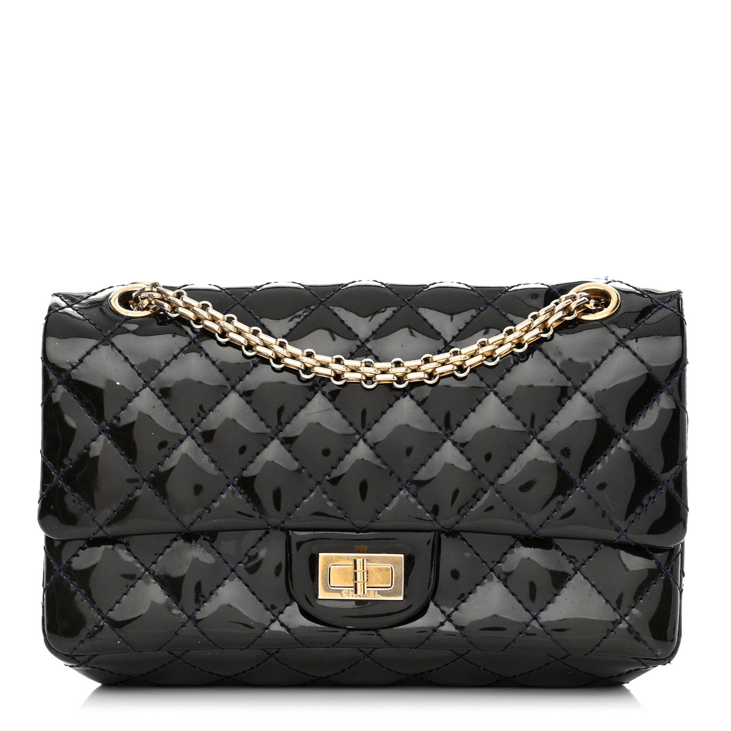 Chanel Patent Quilted Accordion Reissue 2.55 Flap Navy 1 of 14