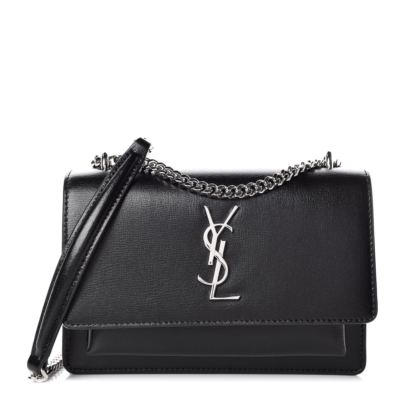 Saint Laurent Calfskin Monogram Sunset Chain Wallet Black 1 of 8