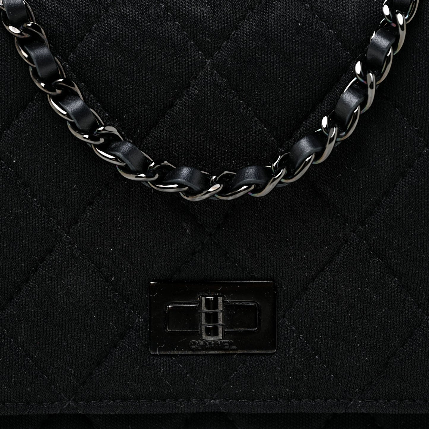 Jersey Quilted Reissue Wallet On Chain WOC Black