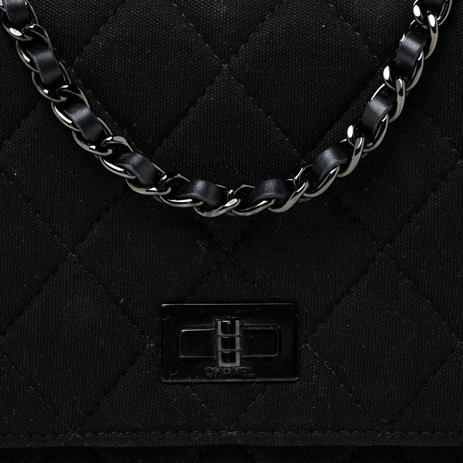 Chanel Jersey Quilted Reissue Wallet On Chain WOC Black 9 of 18