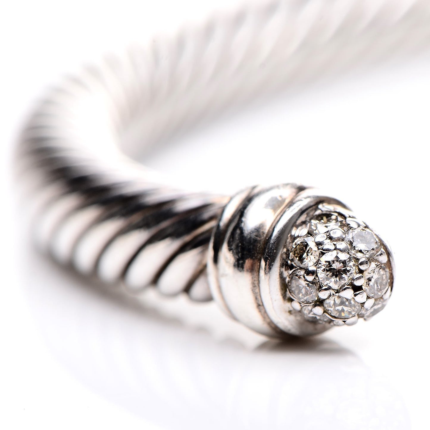 Sterling Silver Pave Diamond 5mm Cable Classics Bracelet