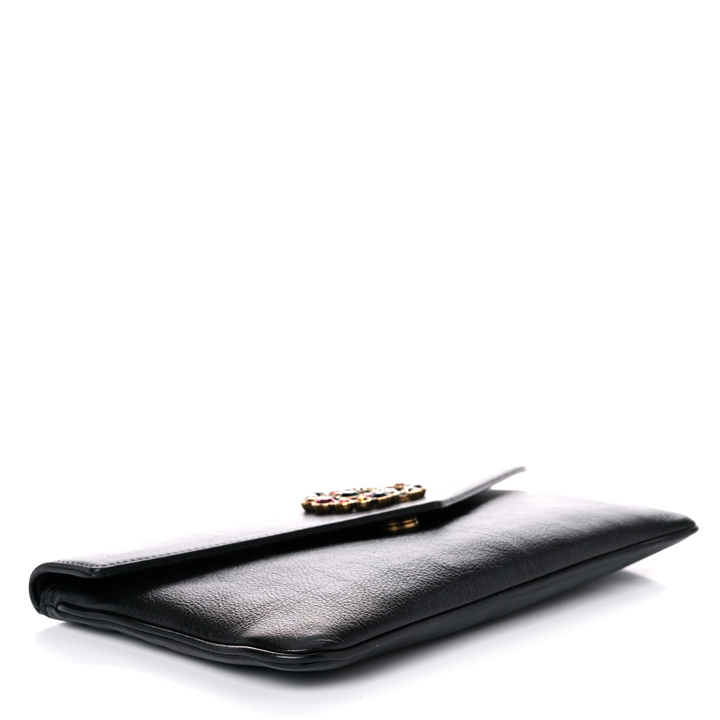 Calfskin Crystal GG Broadway Envelope Clutch Black