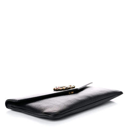 Gucci Calfskin Crystal GG Broadway Envelope Clutch Black 4 of 9