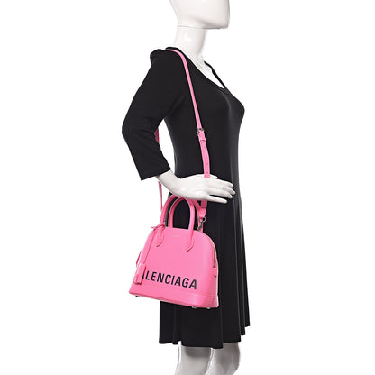 Balenciaga Signature Grained Calfskin Logo M Ville Top Handle Bag Acid Pink 2 of 17