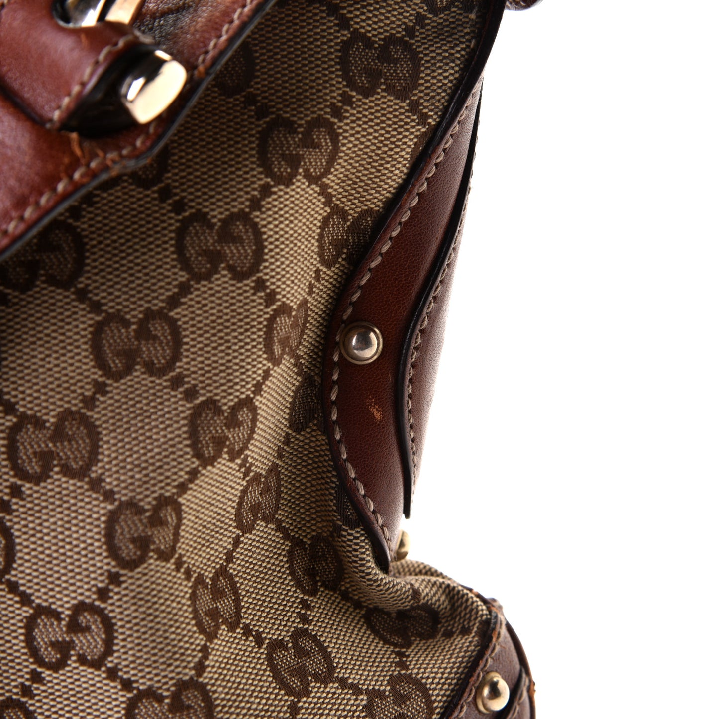 Monogram Web Studded Pelham Shoulder Bag Brown