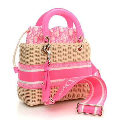 Christian Dior Wicker Oblique Medium Lady Dior Bag Fluorescent Pink 3 of 12