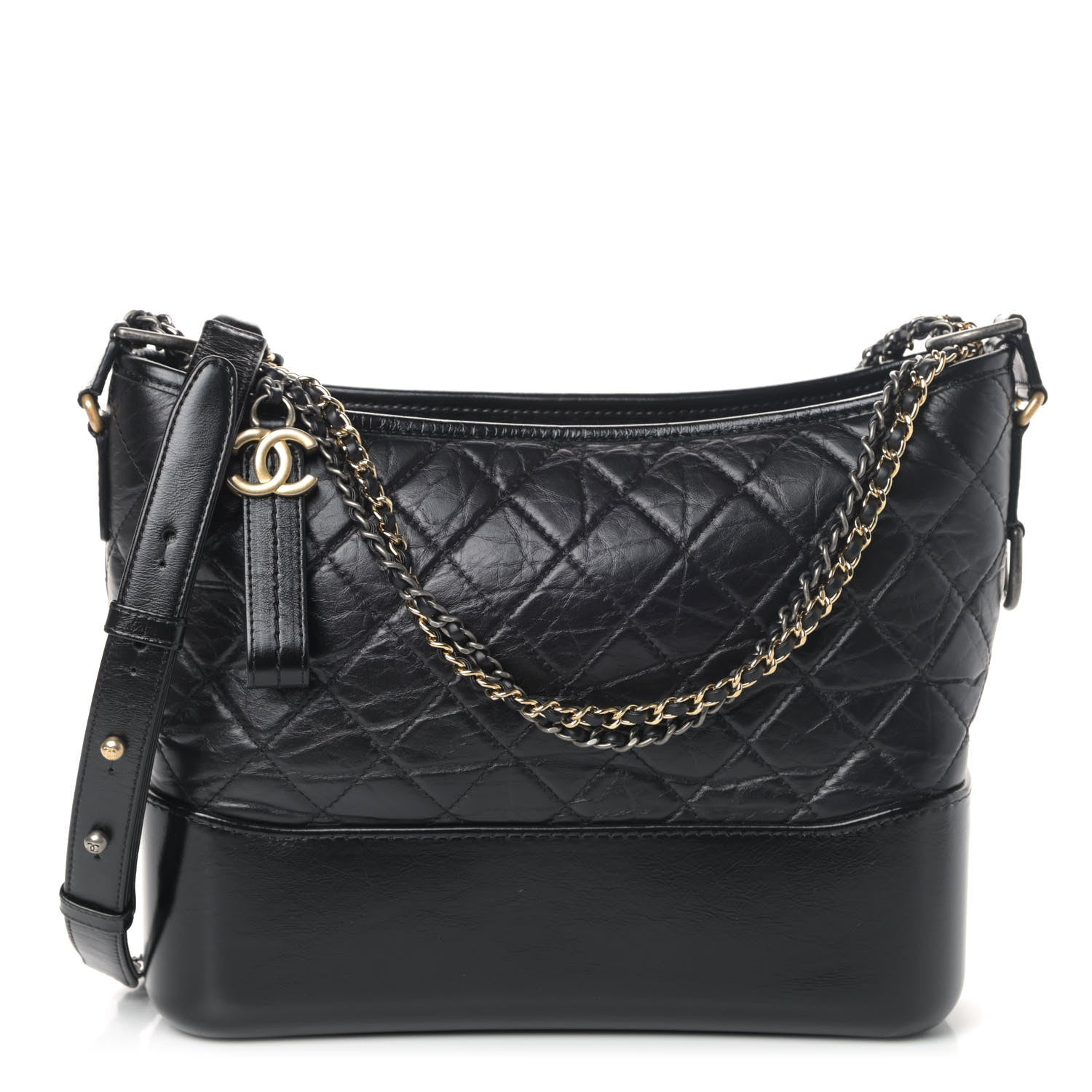 Chanel Aged Calfskin Quilted Medium Gabrielle Hobo Black 1 of 4