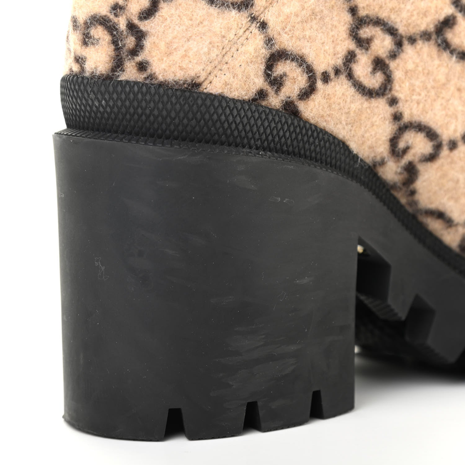 Gucci Covered Wool GG Monogram Womens Lace Up Combat Ankle Boots 38.5 Beige Ebony Black 9 of 11