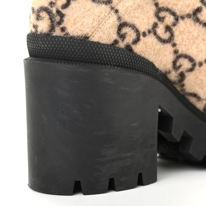 Gucci Covered Wool GG Monogram Womens Lace Up Combat Ankle Boots 38.5 Beige Ebony Black 9 of 11
