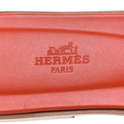 Hermes Box Calfskin Oran Sandals 37.5 Rose Flash Orange H 8 of 10