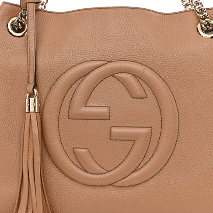 Gucci Pebbled Calfskin Medium Soho Chain Shoulder Bag Camelia 8 of 11