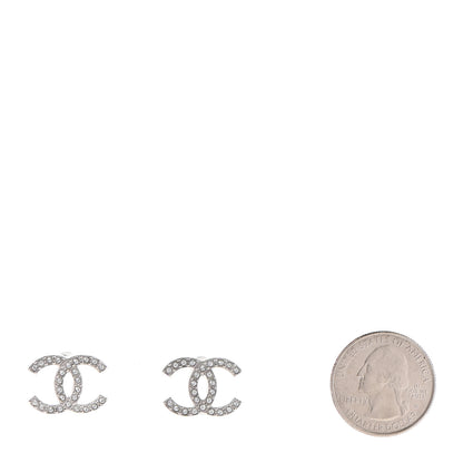 Chanel Crystal CC Earrings Silver 2 of 4