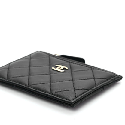 Chanel Lambskin Quilted CC Zip Card Holder Black 8 of 8