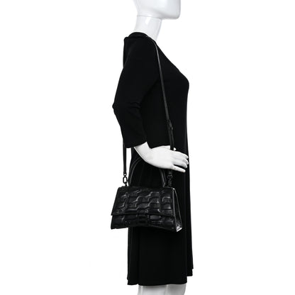 Balenciaga Nappa BB Monogram Embossed Small Hourglass Top Handle Bag Black 2 of 9