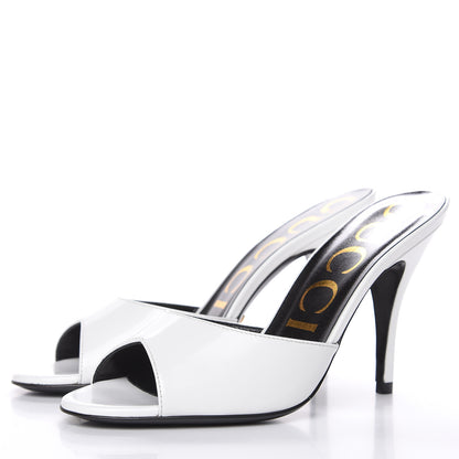 Gucci Polished Calfskin Scarlet Mid Heel Slide Sandals 35.5 Great White 3 of 9