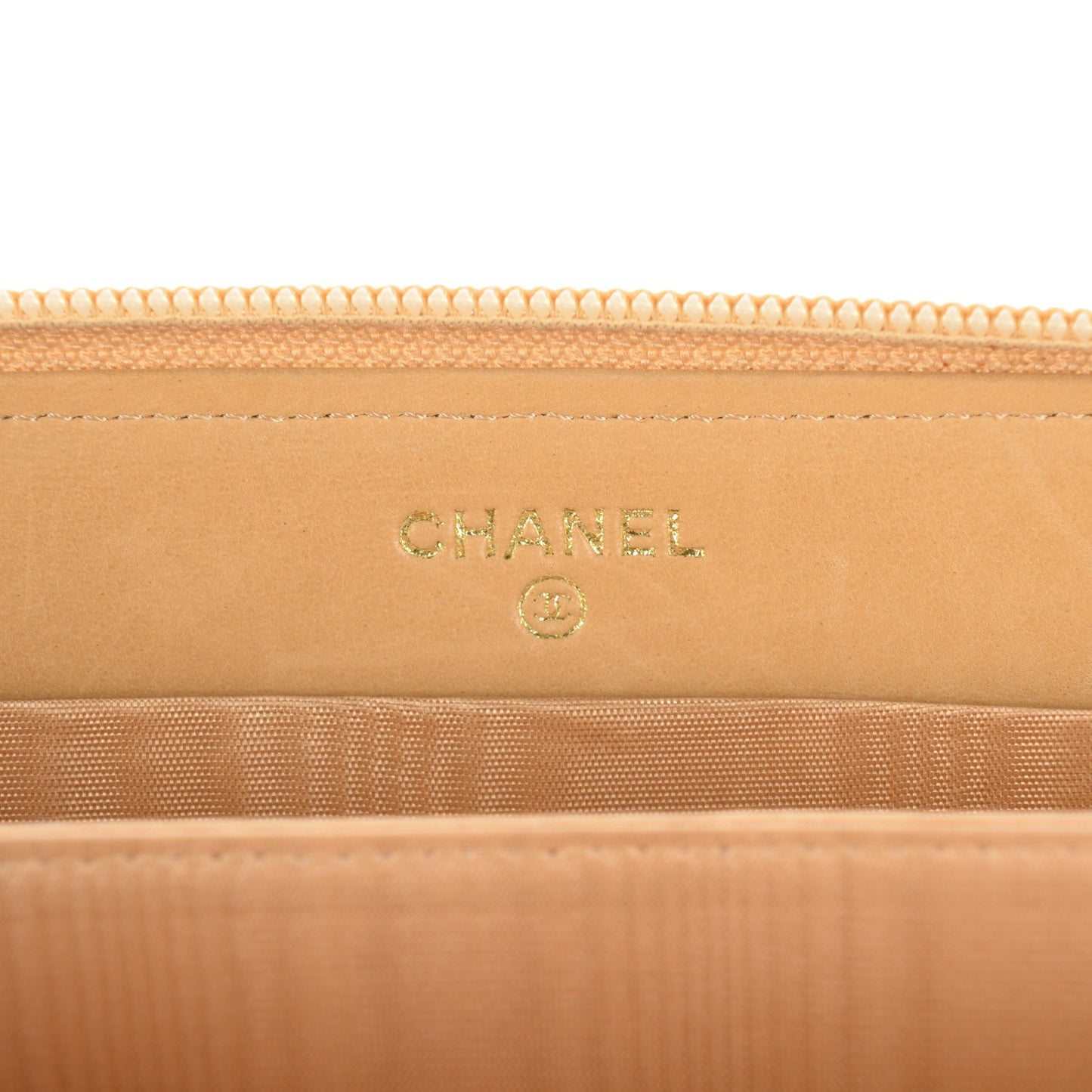 Caviar Large Timeless CC Zip Around Wallet Beige