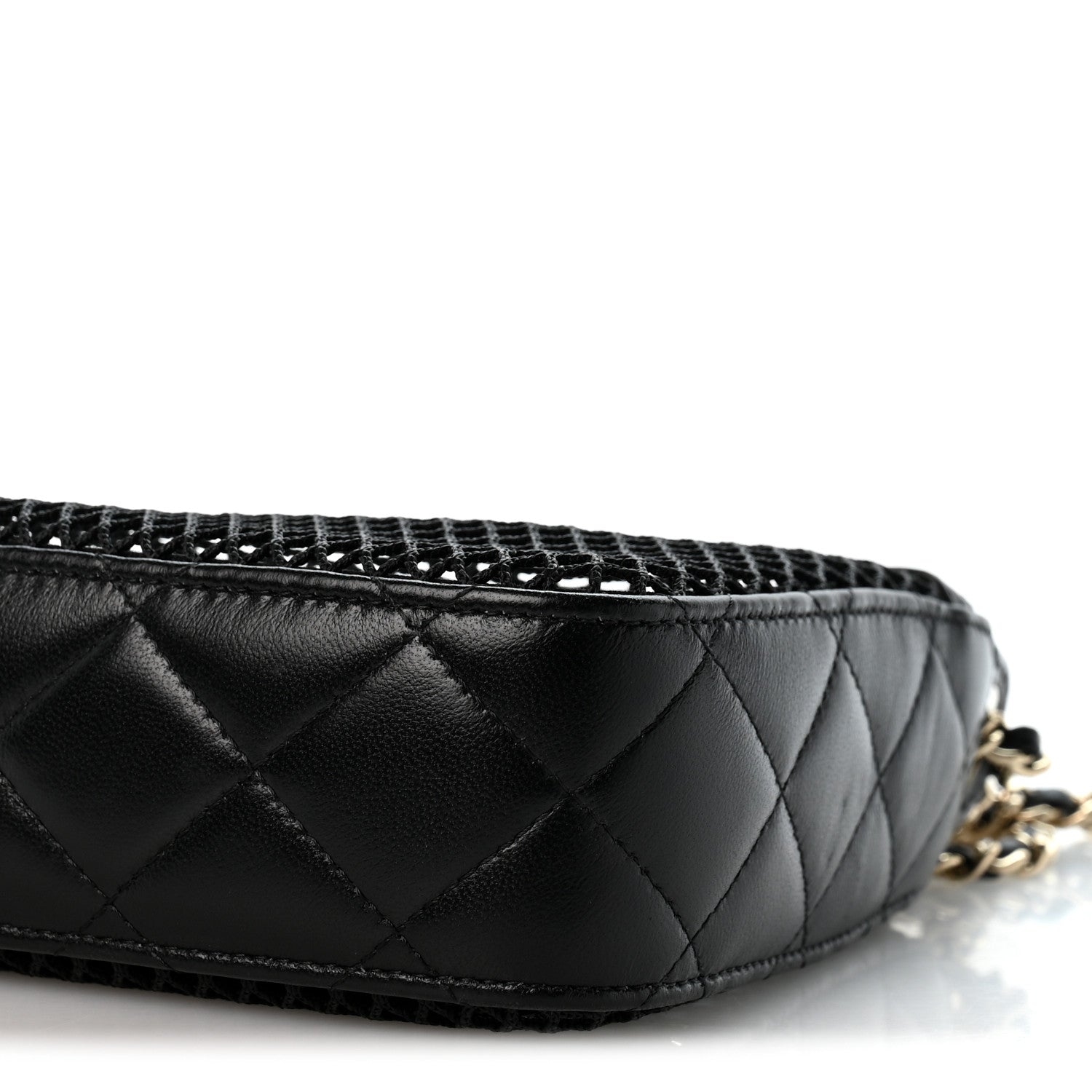 Chanel Mesh Shiny Lambskin Clutch With Chain Black 10 of 11