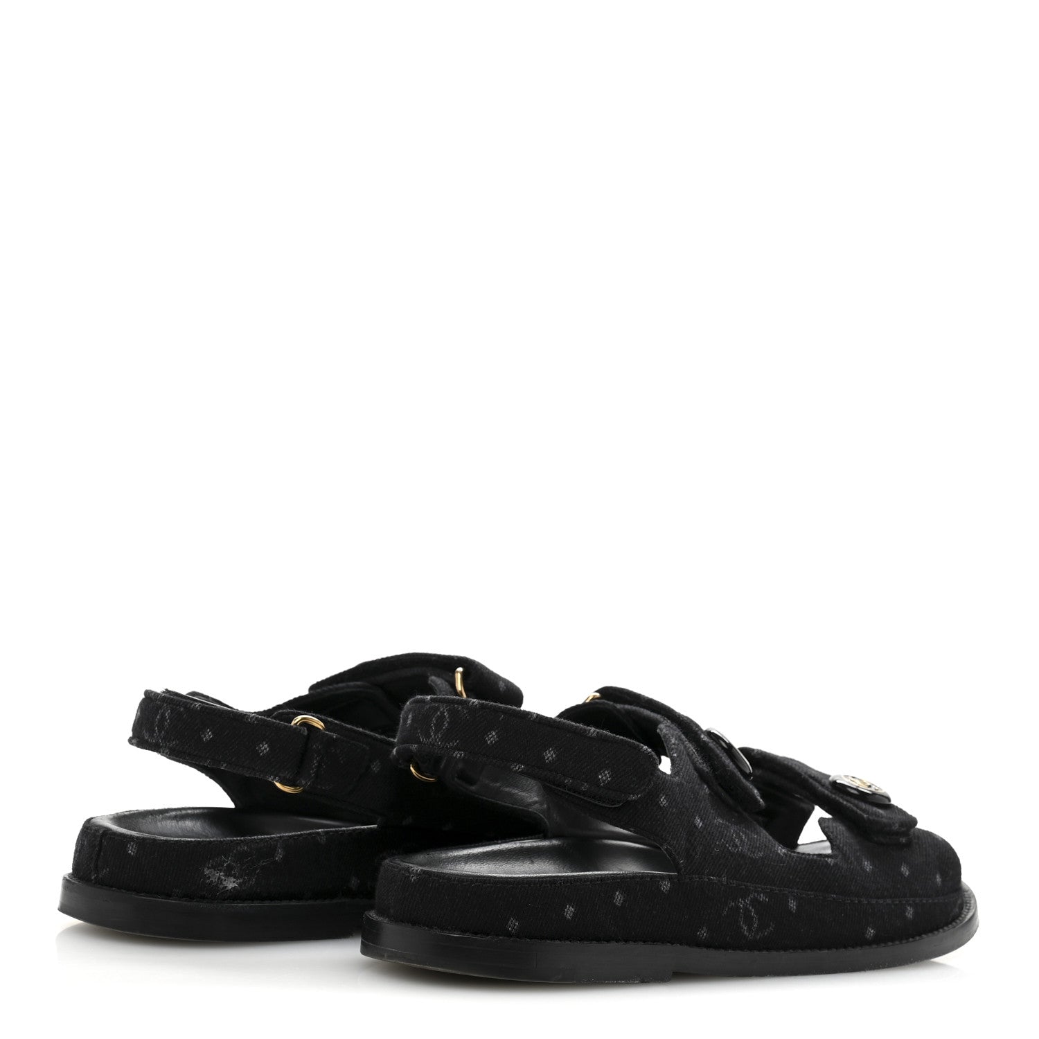 Chanel Denim Printed Dad Sandals 39 Black 5 of 12