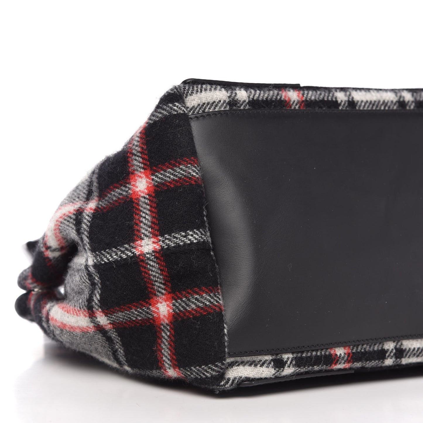 Wool Plaid S Navy Cabas Black Red
